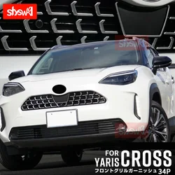 Tira embellecedora de rejilla delantera para Toyota Yaris Cross, pegatina decorativa de lentejuelas cromadas, ABS modificado, accesorios de estilo Exterior, 34 piezas