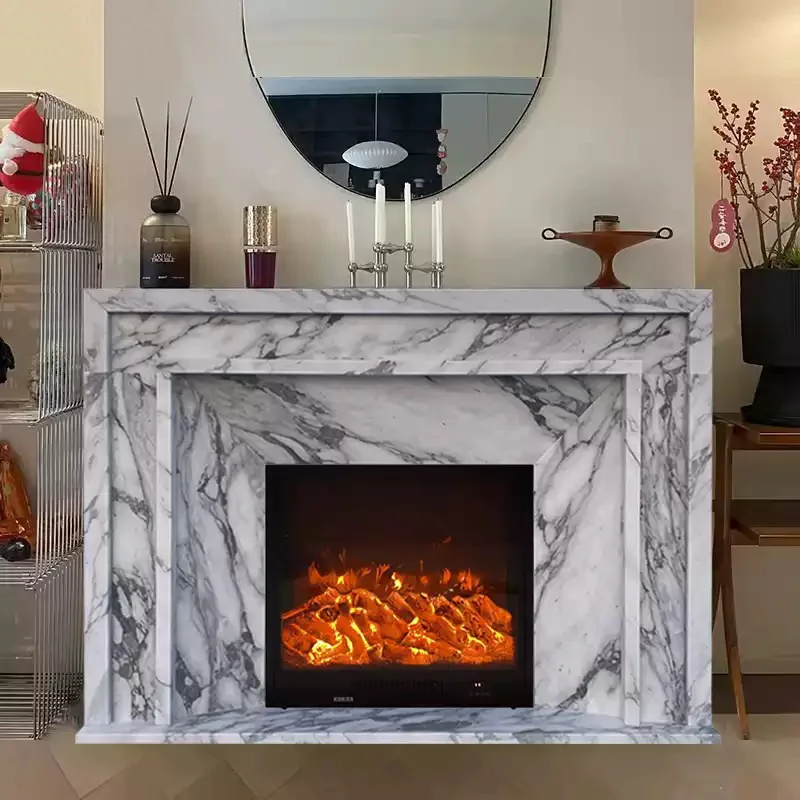 Natural marble fireplace living room decorative fireplace large white stone fireplace decorative cabinet