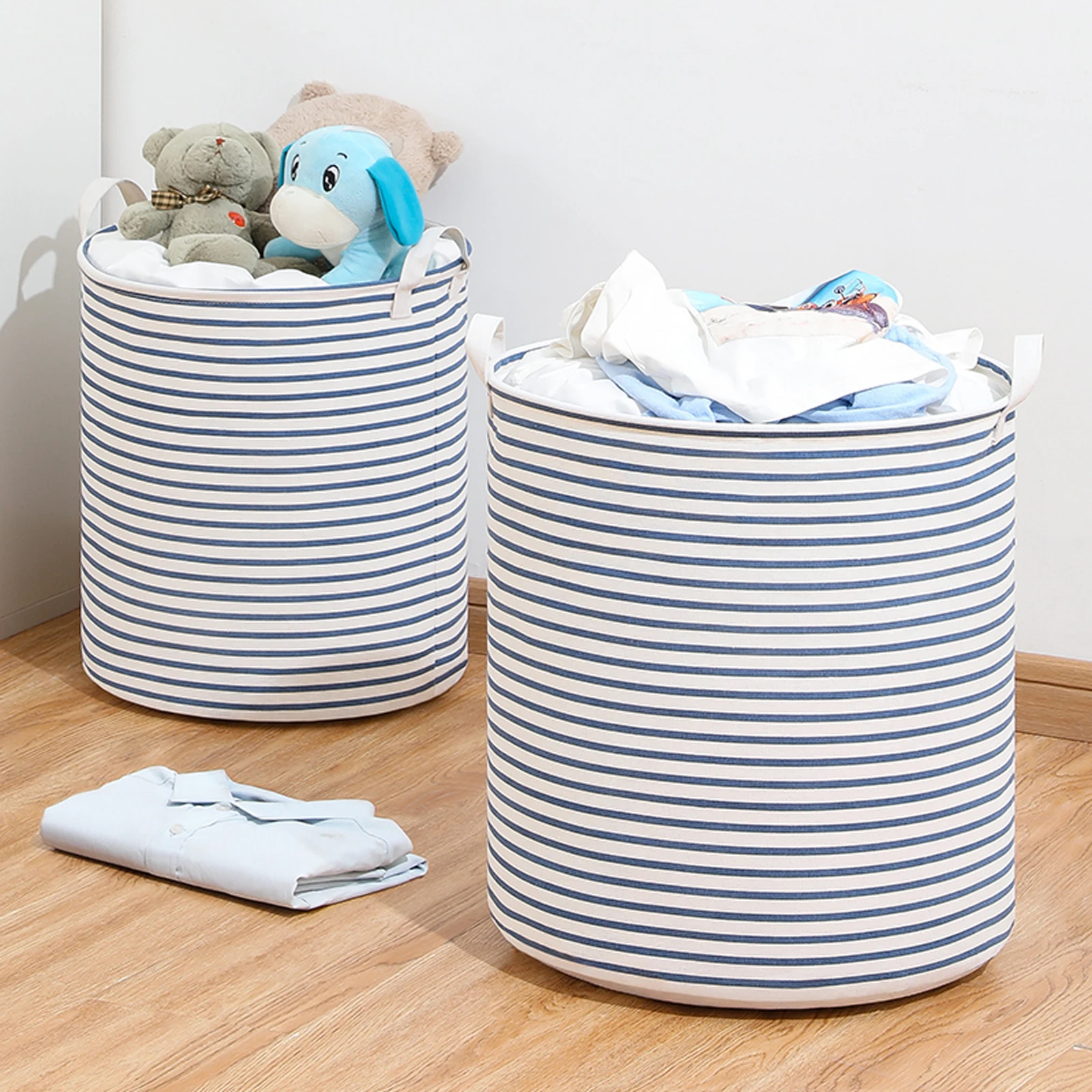 Collapsible Large Capacity Cotton Linen Storage Basket Underwear Socks Toy Storage Container Tidy Bathroom Living Room