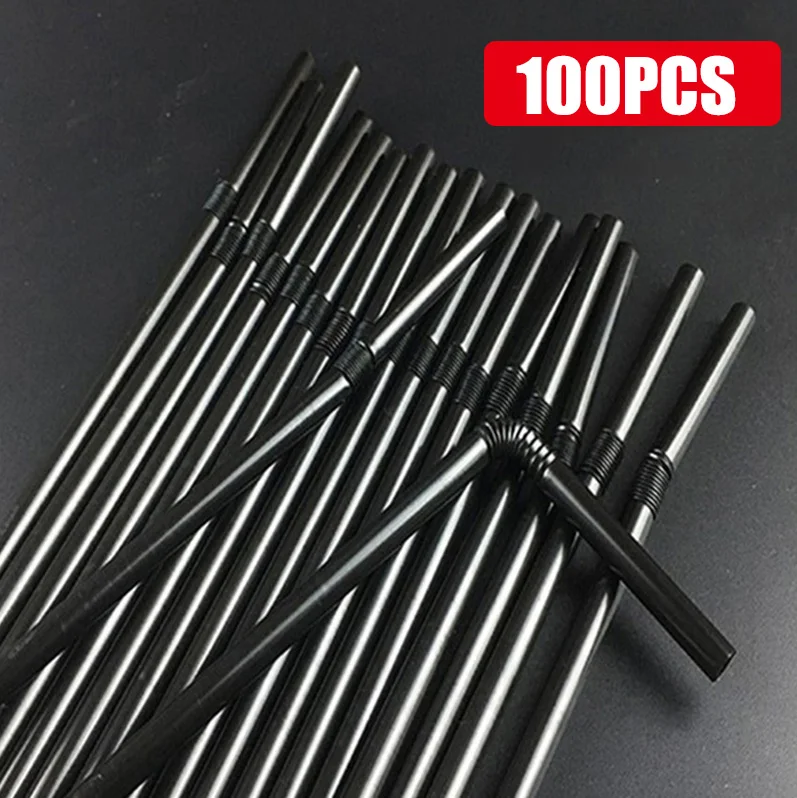 50-3000PCS Veelkleurige Rietjes Rietjes Melk Thee Bar Party Bruiloft Keuken Woonaccessoires Drank Zwart Stro Groothandel