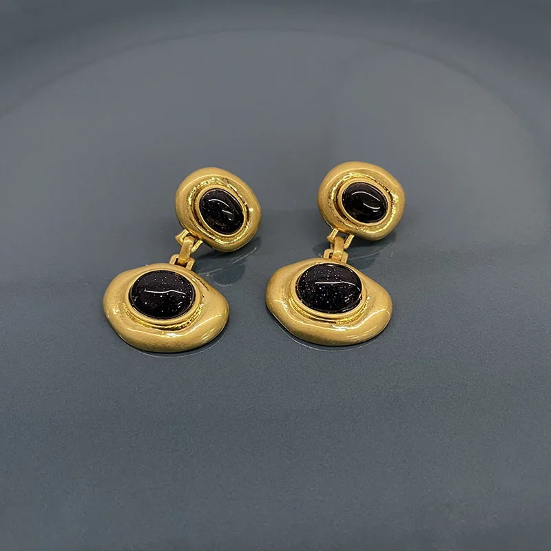 

Retro gold dark purple zircon pendant extravagant luxury autumn and winter earrings FOR women