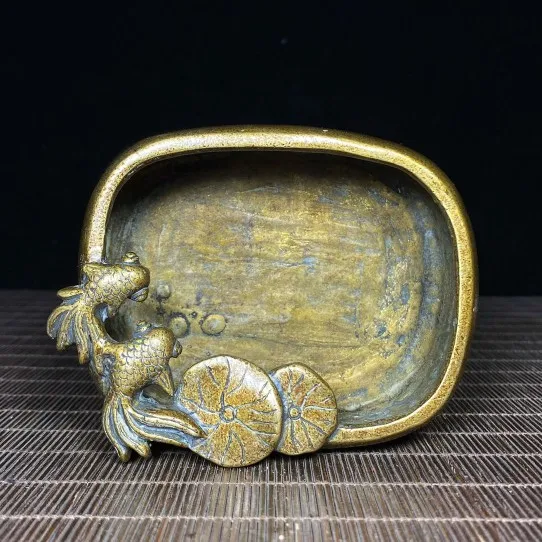 

Old style pen wash square double fish inkstone, four treasures of study, home decoration, study, office desk ornaments