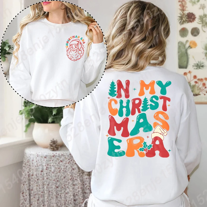 

Women Christmas Sweatshirts In My Merry Christmas Era Long Sleeve Sweatshirt Xmas Family Holiday Crewneck Pullover Top