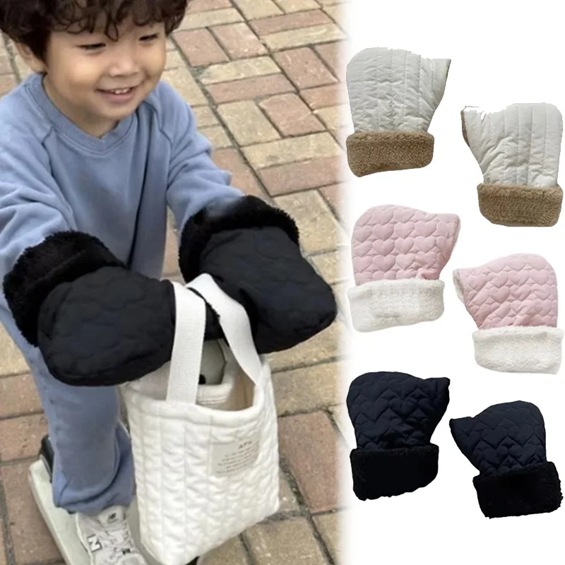 

Children Winter Outdoor Scooter Bicycle Gloves Thicken Plush Lining Windproof Anti-Slip Soft Kids Hand Warmer Mittens