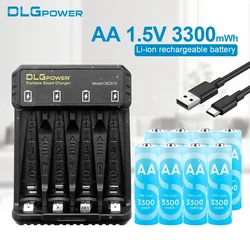 DLGPOWER AA/AAA 1.5V Lithium Rechargeable Battery with charger for Remote control Electric toy Camera GamePad  Game controller