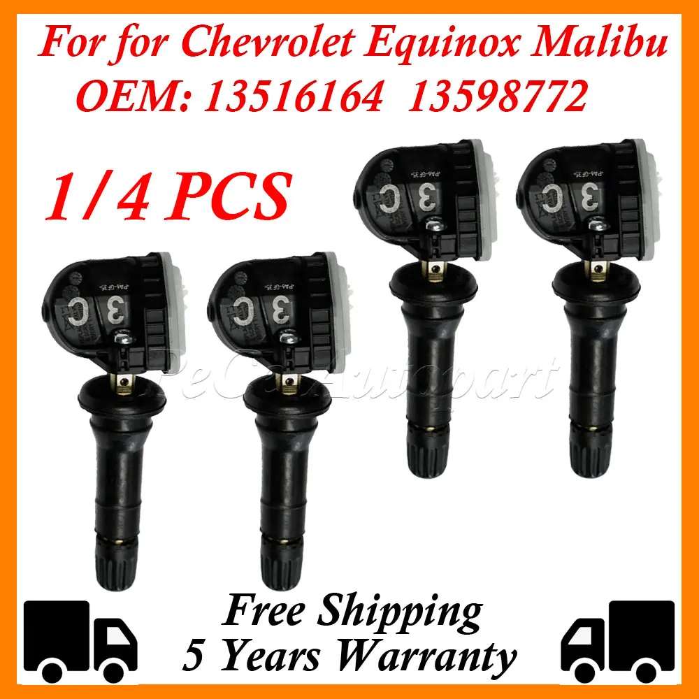 13516164 1/4PCS TPMS Tire Pressure Sensor For Chevrolet Equinox Malibu Silverado Spark GMC Sierra Terrain 23445327 315MHz