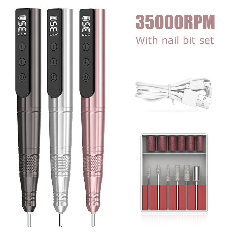 35000RPM Electric Nail Drill Machine Cordless Nail Sander Professional Manicure Machine Milling Cutter For Gel Polishing