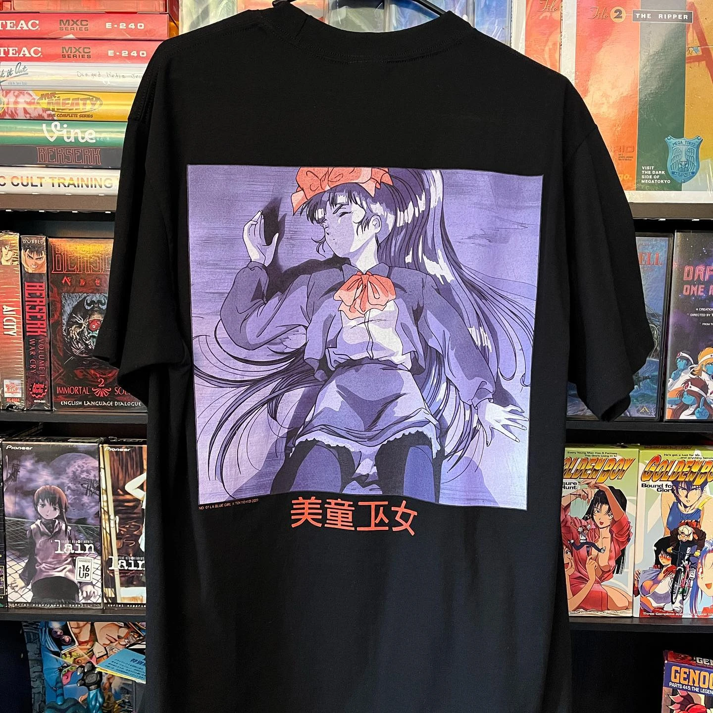 Vintage La Blue Girl Anime Miko Mido Manga Graphic Tee Cotton Mens Womens T-Shirt Summer Streetwear