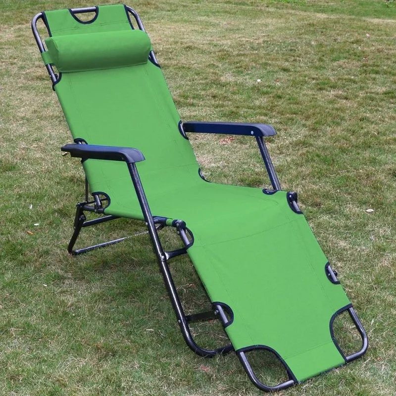 Patio Folding Recliner Lounge Chair Chaise (Green)