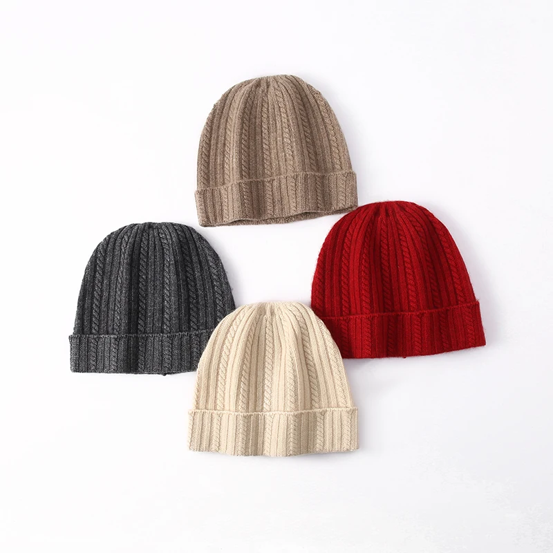 

Aliselect Women 100% Cashmere Hats Autumn Winter Cold Caps Thick Soft Warm Hat Cashmere Knitwear Simple Style Fashion Caps