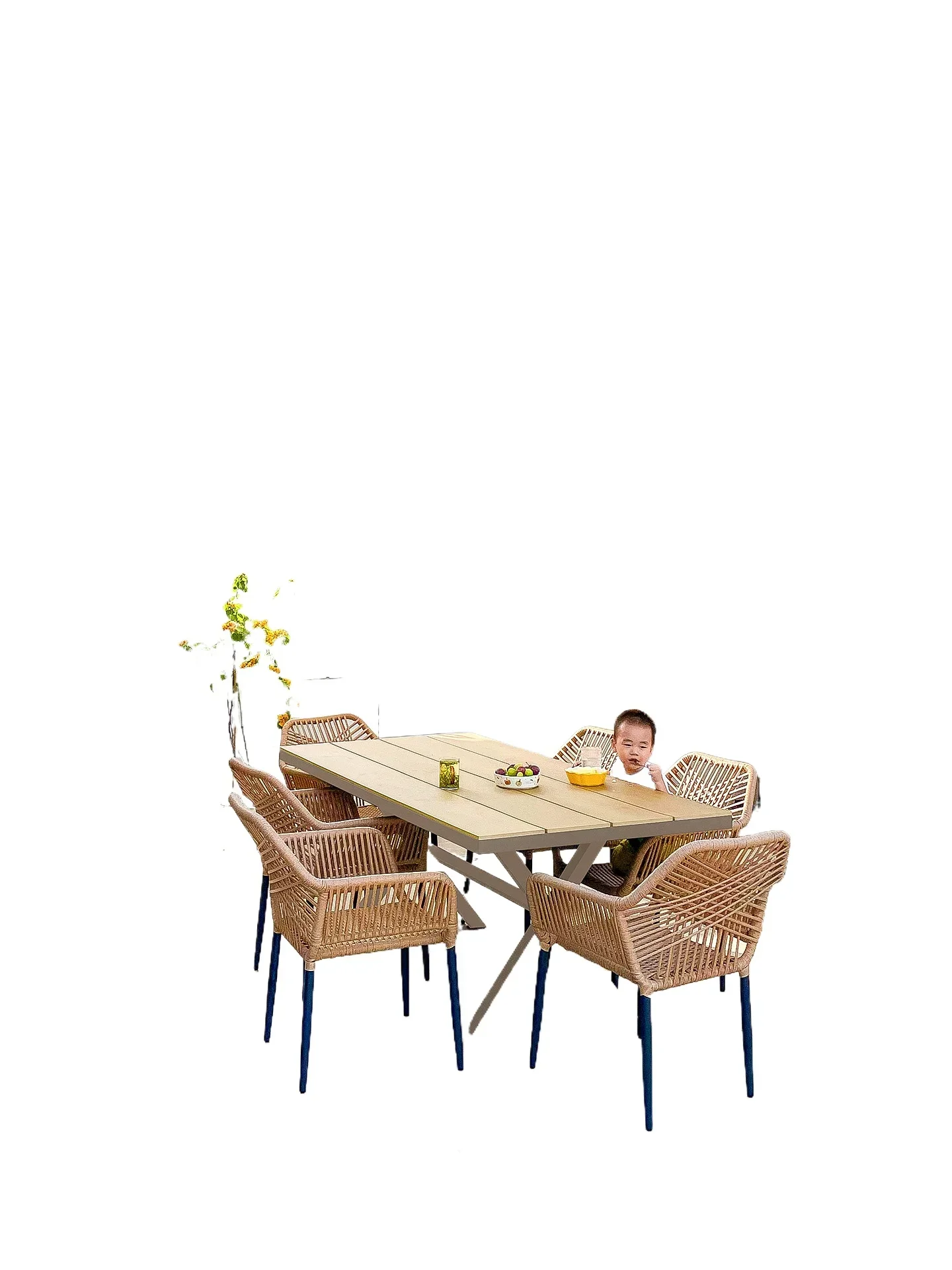

Tables and chairs, outdoor commercial courtyard, villa terrace, rooftop rattan chairs, open-air leisure garden, outdoor dining