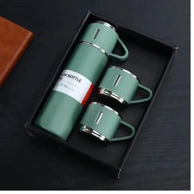 A Set of High-end Portable Water Cups Including A Vacuum Cup with Three Lids for Outdoor Use,Perfect As A Birthday Gift 500ml