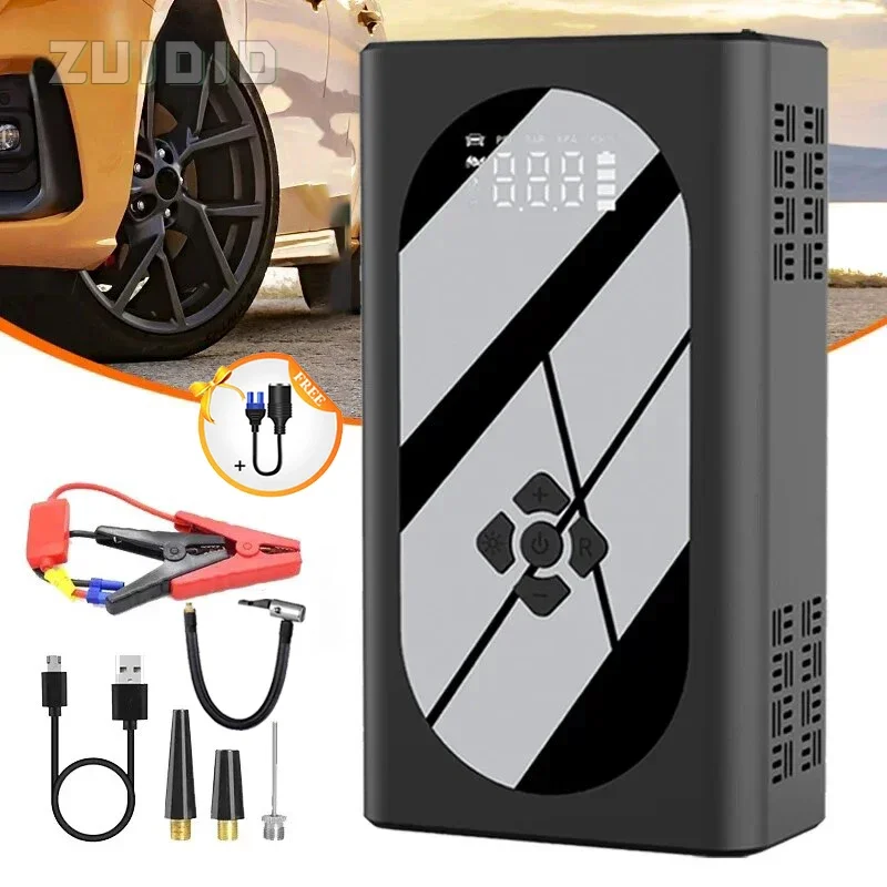 

29600mAh 150PSI Portable Car Jump Starter Air Compressor Power Bank Starting Device12V Tires Inflation New Car Starter Booster