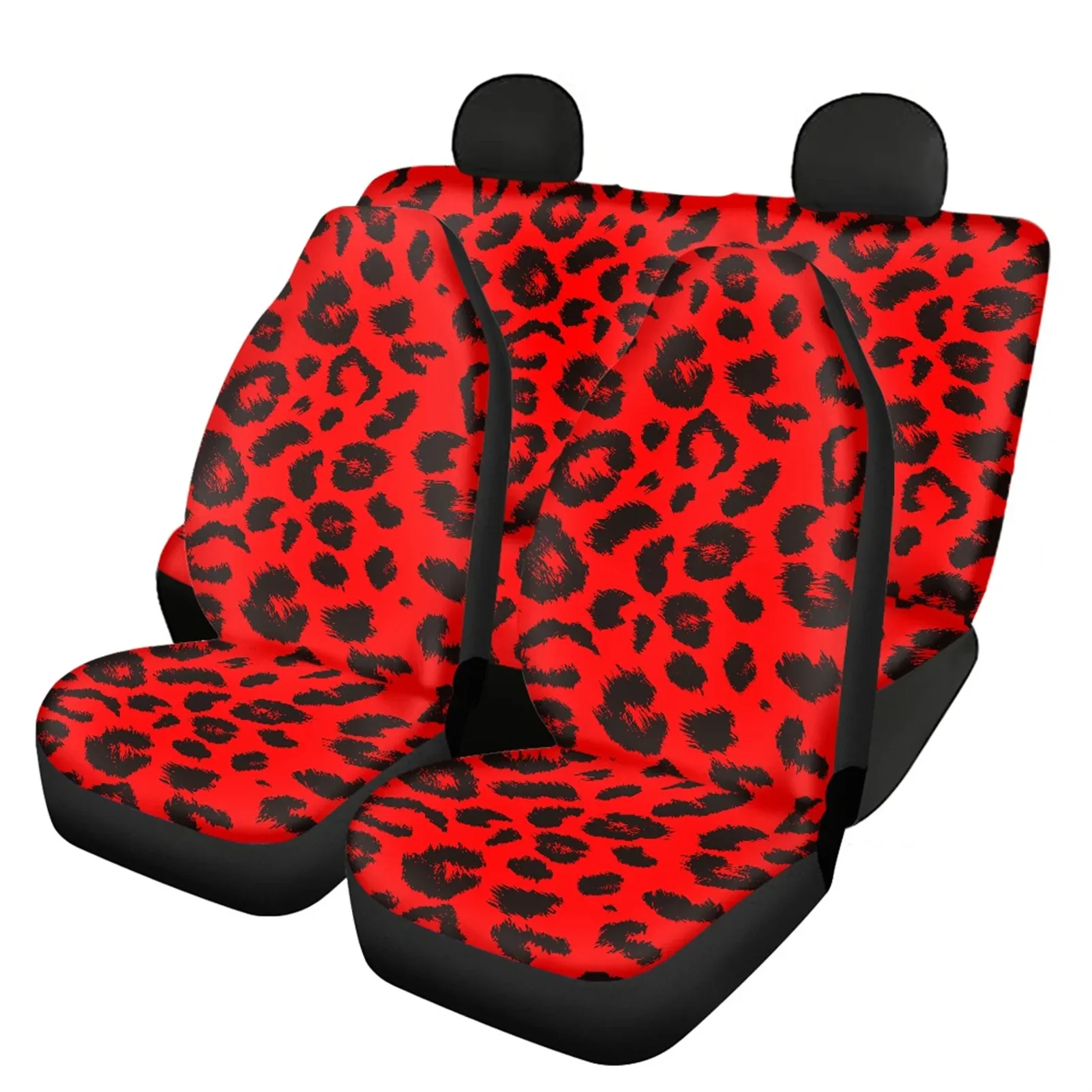 Leopard Red Skin Print Front and Rear Car Seat Covers Universal Fit Auto Seat Protector Set of 4 Car Seat Cover 2022