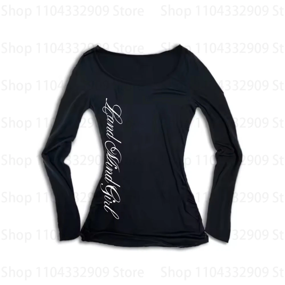 تي شيرت نسائي Y2K ملابس الشارع بأكمام طويلة تي شيرت عتيق Harajuku قوطي الهيب هوب إيمو فتاة رسالة جرافيك طباعة الجرونج ملابس الشارع الشهير #2