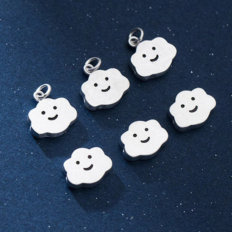 1pc/Lot 925 Sterling Silver Smile Clouds Circle Charms/Beads Braided Bracelets Necklace Silver Pendants DIY Jewelry Findings