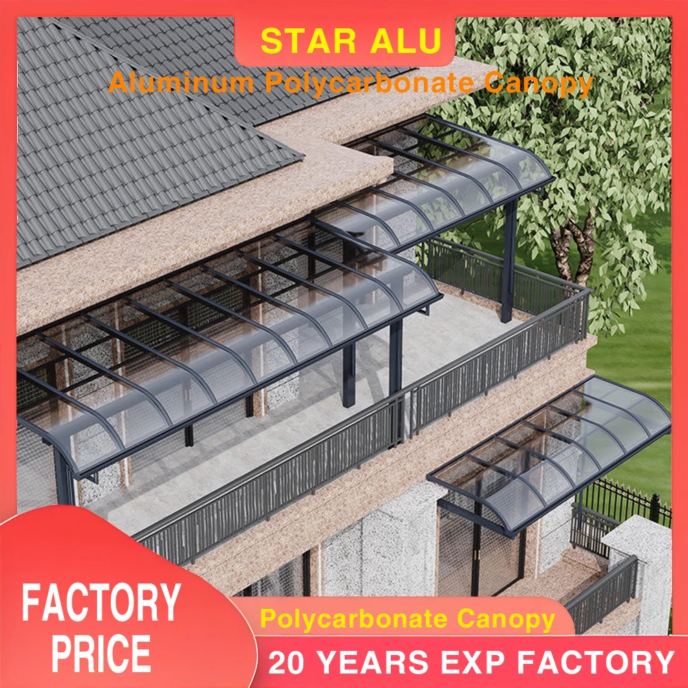 Easy-to-Install Outdoor Aluminum Alloy Frame with Polycarbonate Sheet Outdoor Waterproof Sun Shade Polycarbonate Canopy Aluminum