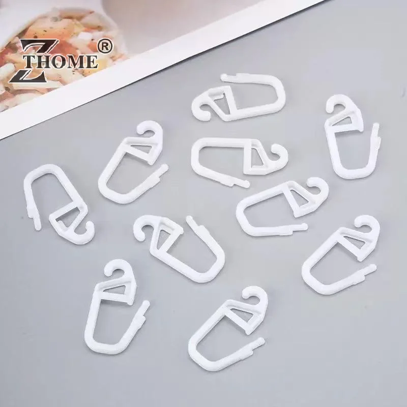 White Plastic Curtain Track Hooks Strong Build Smooth Gliding For Home Curtains