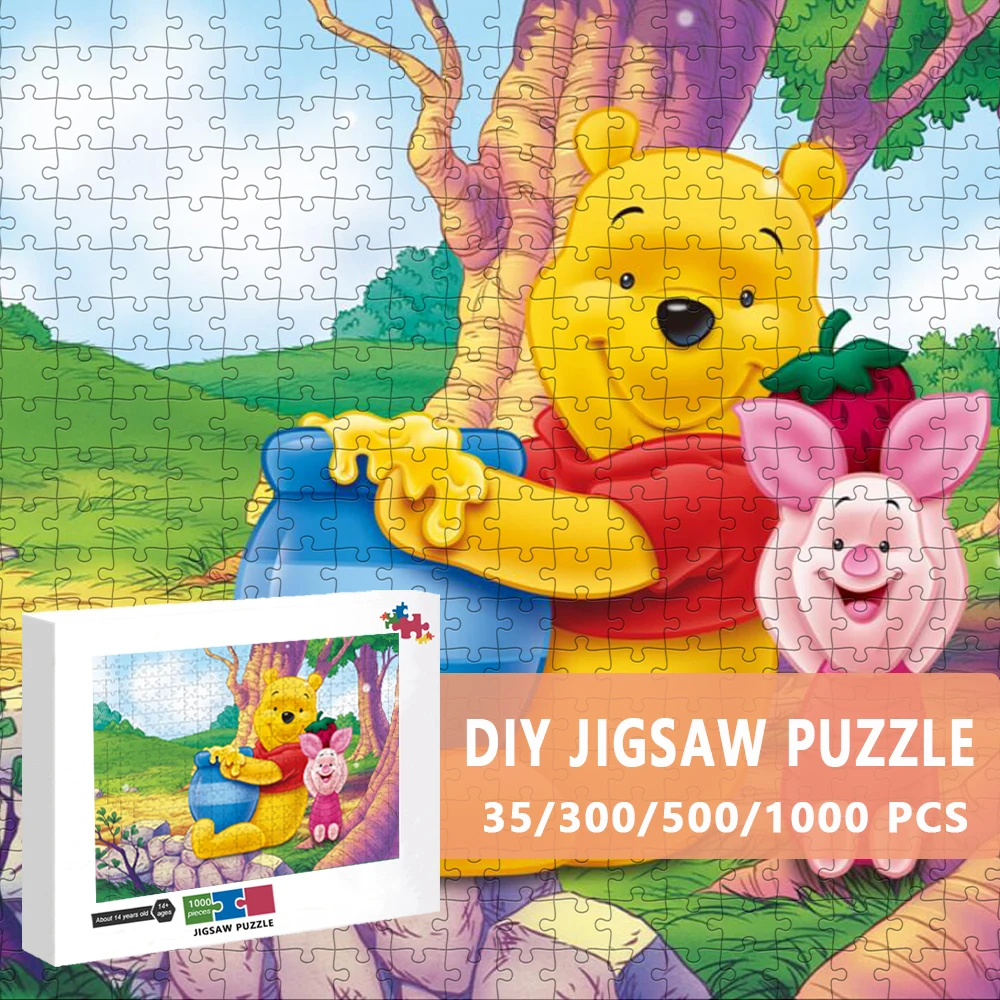 

Disney Winnie The Pooh Jigsaw Puzzles 300/500/1000 Pieces Cartoon Characters Puzzle Intellectual Decompression Toys for Girls