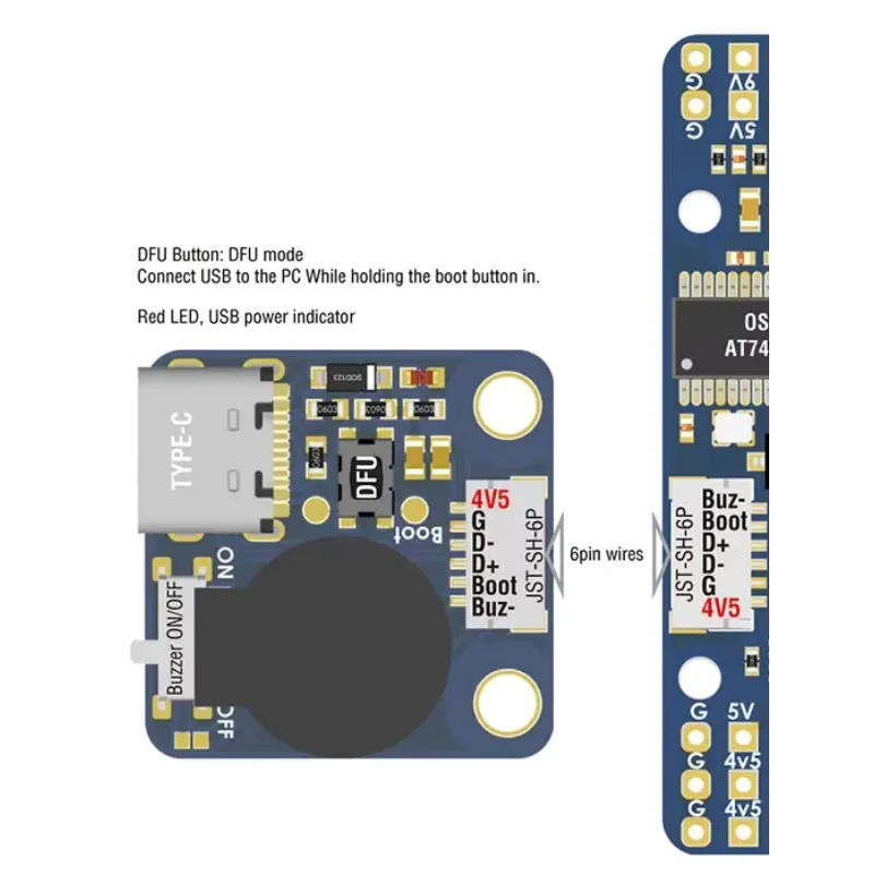 MATEKSYS FC USB-/Piepser-Verlängerung, passiver Summer für H743-WING H743-WLITE F405-WTE F405-VTOL F405-WMN