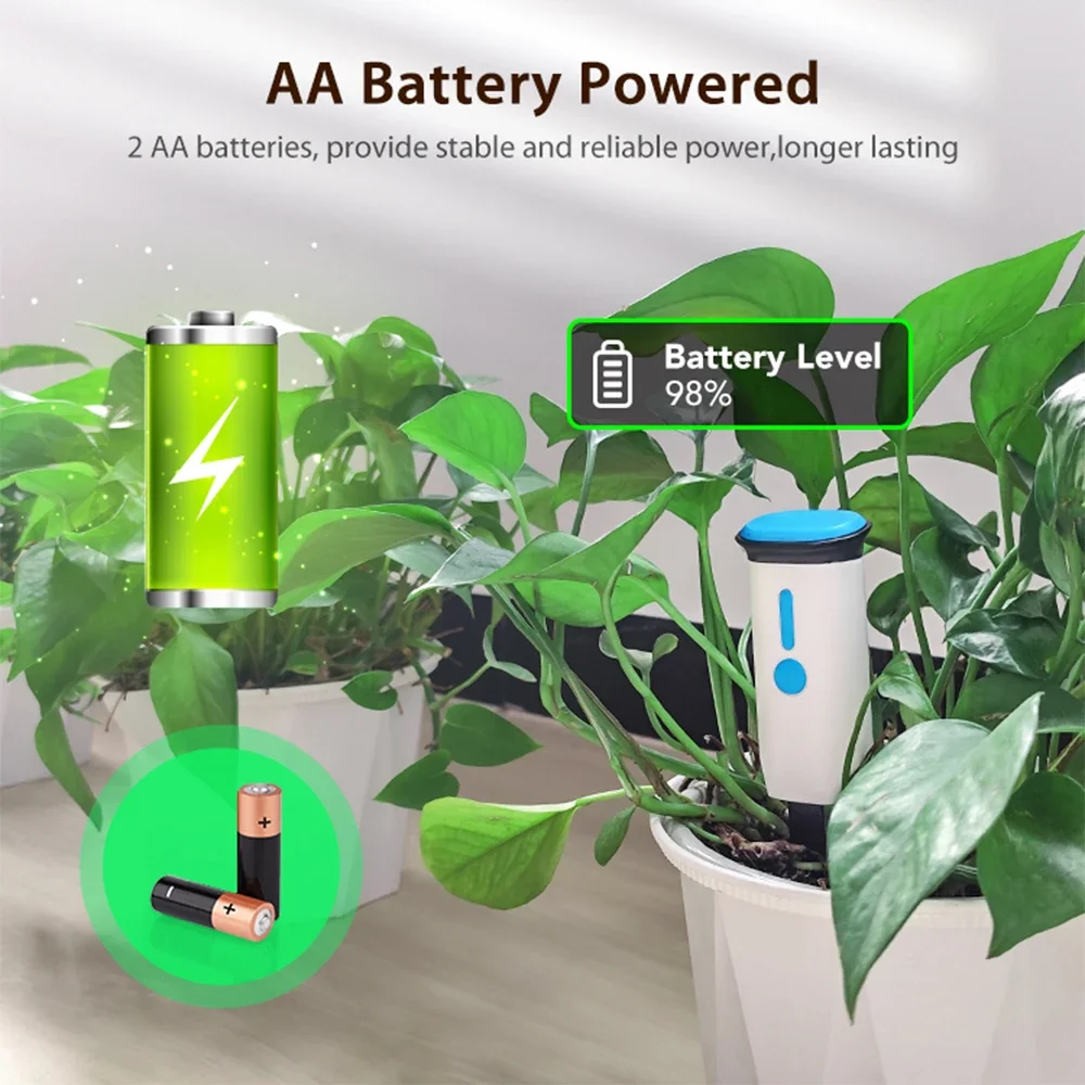Haozee Tuya Smart WiFi Soil Moisture Sensor Detector IP66 Waterproof Real-time Temperature Humidity Monitor Garden Automation image 3