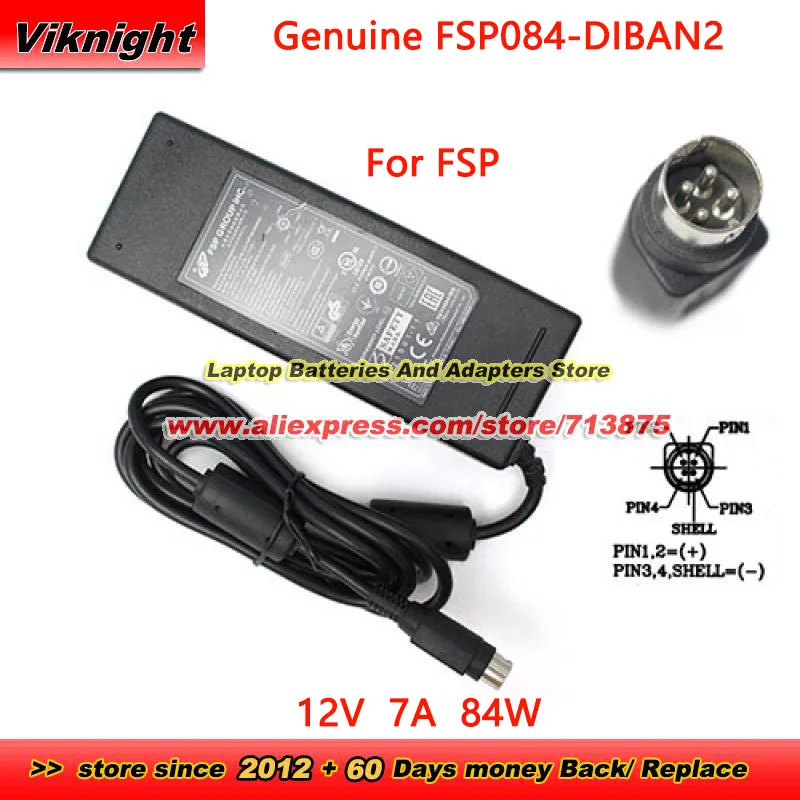 Genuine FSP FSP084-DIBAN2 AC Adapter 12.0V 7.0A 84W 4 Pin Power Supply FSP084-D1BAN2 FSP084-DLBAN2 Power Adapter Charger