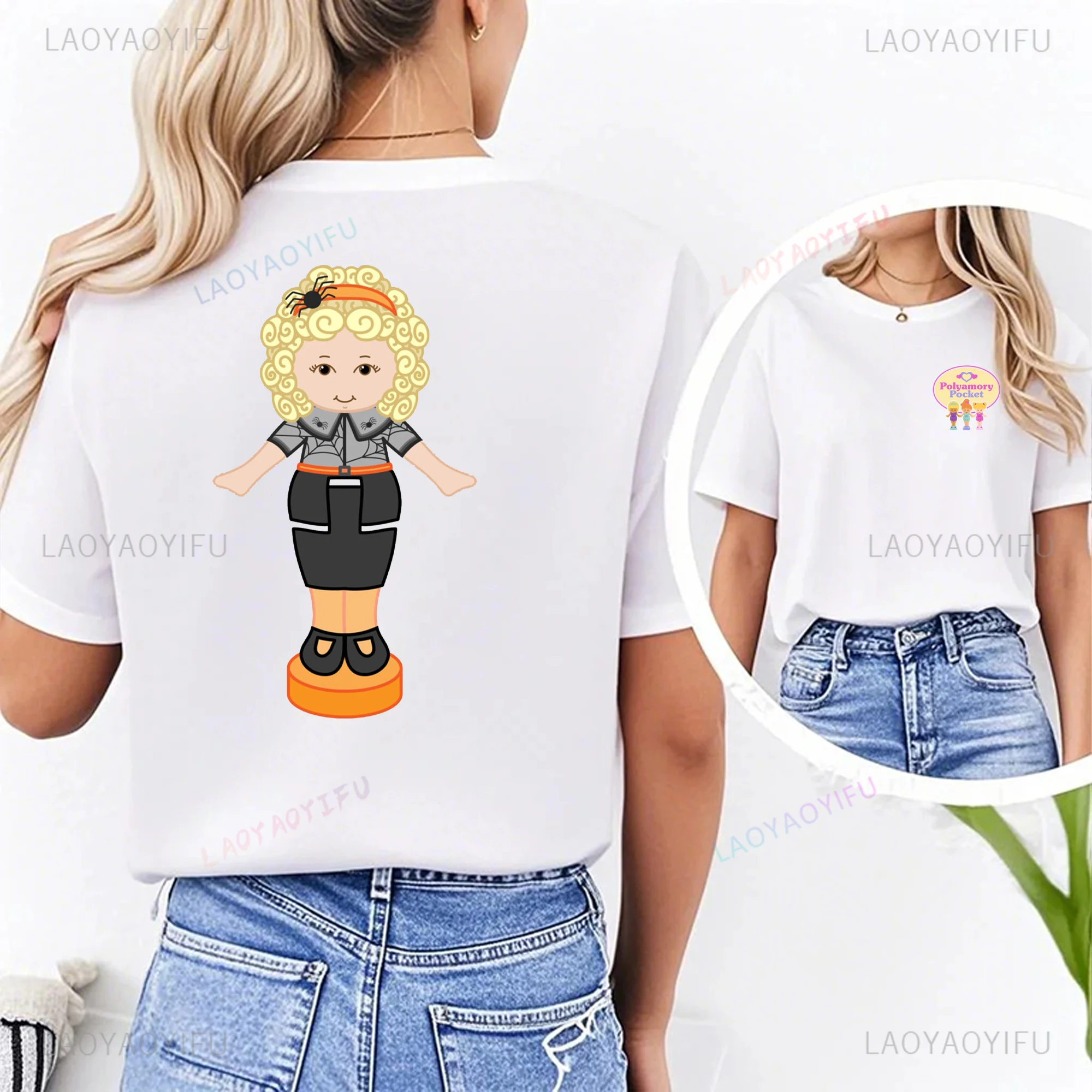 بولي جيب تي شيرت مطبوع لطيف بولي جيب بلايز بولي جيب الكرتون تي شيرت النمط الكلاسيكي الصيف للجنسين الشارع الشهير تيز