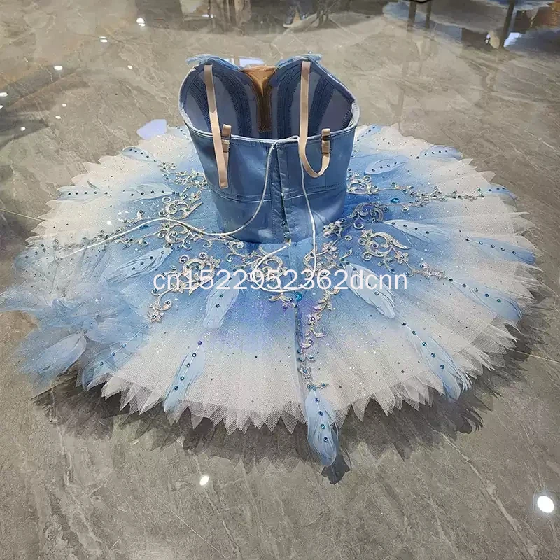 Blue Bird Variation Tutu Children's Professional Custom Performance Tutu Skirt Girl Blue Feather Competition Performance Costume