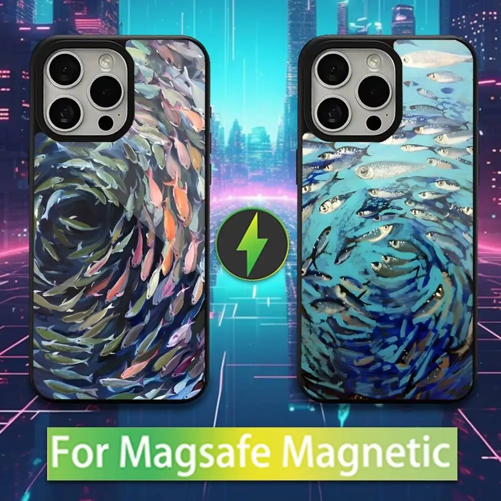 

Ocean Sardines Can For iPhone 17,14,Plus,12,Pro,Mini,13,Max,11,15,16,For Magsafe,Magnetic Wireless Charging Case