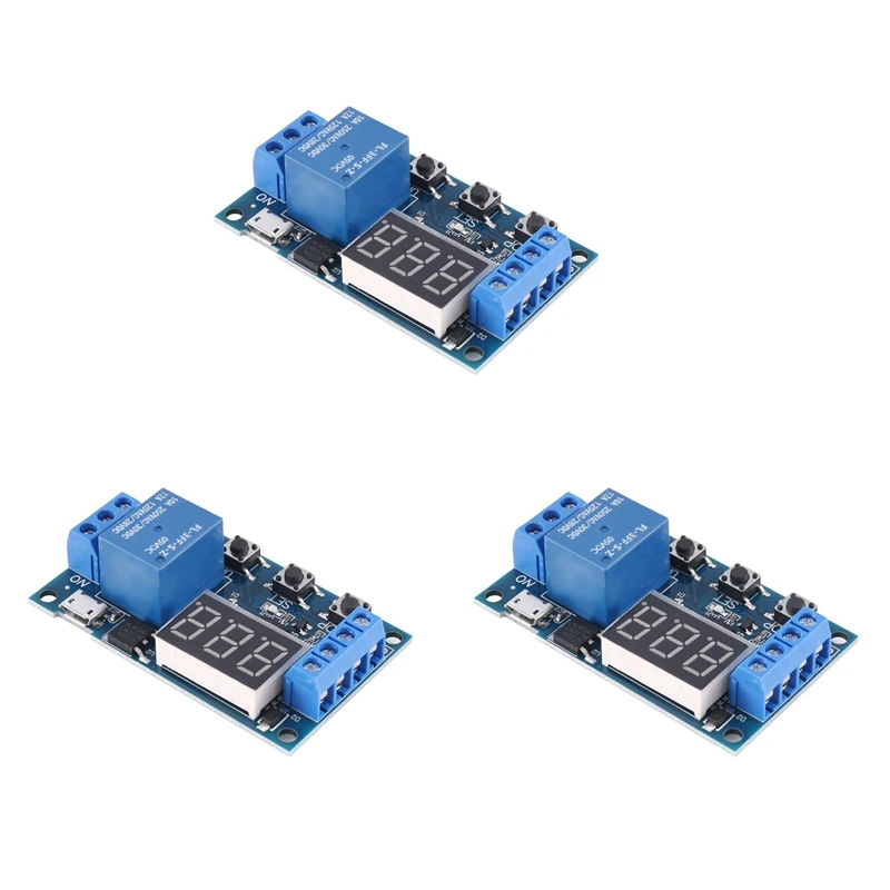 3X HW-521 Digital Time Delay 1 Way Relay Trigger Cycle Timer Delay Switch Circuit Board Timing Control Module