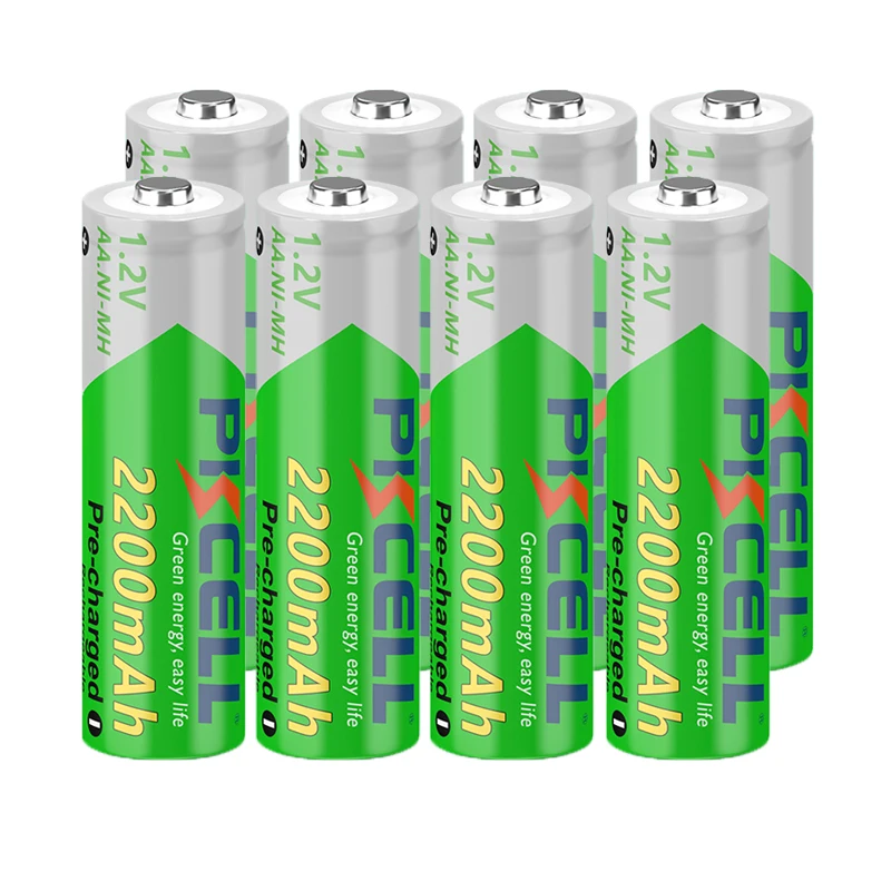 

PKCELL 8PC AA Rechargeable Battery NI-MH 1.2 V 2200mah Camera Toys Rechargeable Batteries 2A precharge LSD Batteries for MP3 Toy