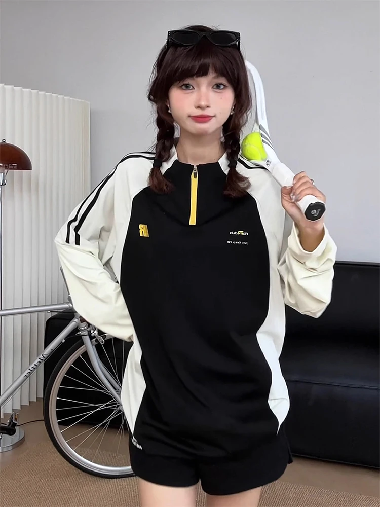 

American Sle Long Sve T-irt Men's Badminton Sportswear Qui Dry f Zipper Color Blo Outdoor Cycling Clothing