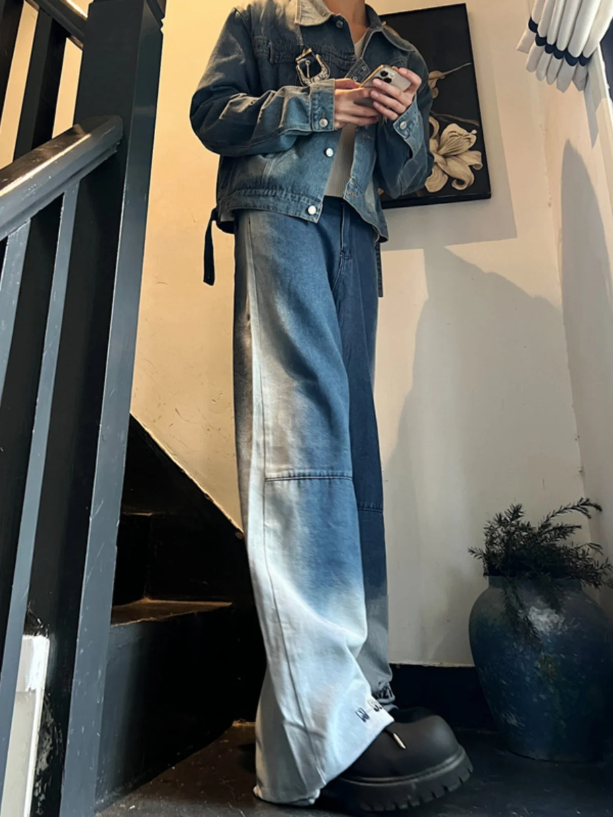 

Мужские джинсы adual Wa Men's Jeans Dra, прямые брюки в пол, в американском стиле, молодежные, износостойкие