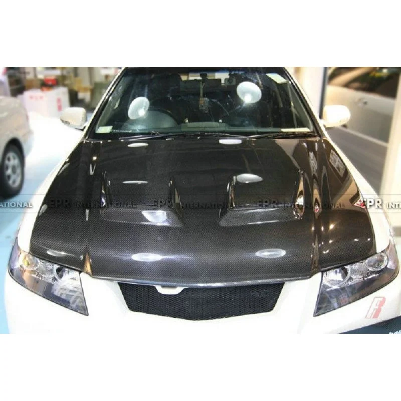 SAAR متوافق مع غطاء محرك Honda Accord CL7 من ألياف الكربون JS Model Engine Hood Modification Part #4