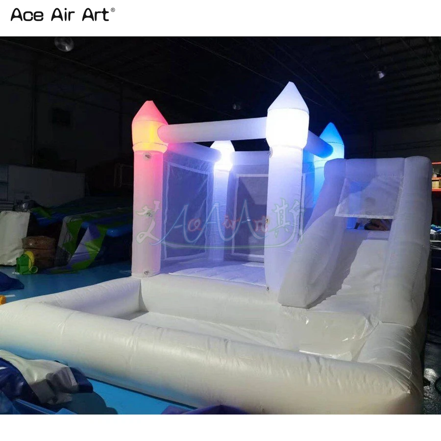 Hot Sale 2 in 1 Combo Inflatable White Wedding Trampoline Kids Bouncer House With Slide For Outdoor Entertainment Made In China