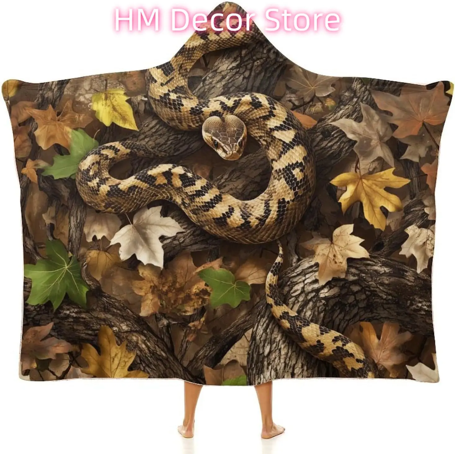 Snake Wearable Blanket Camouflage Camo Python Hooded Blankets Gifts Sofa Bed Decor Fleece Plush Flannel Room