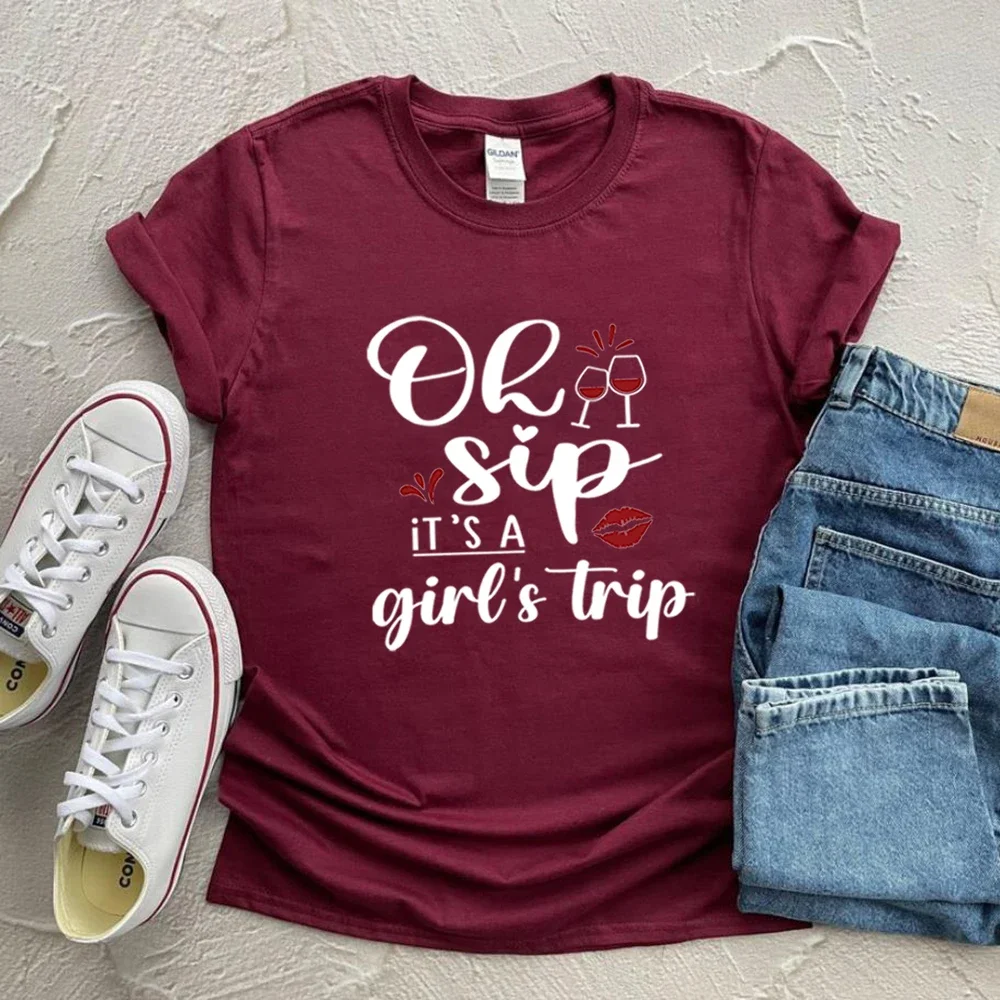 Cruise T Shirt Oh Sip Its A Girls Trip Shirt Ladies Group Vacation T Shirts Vacation Tops Girls Trip Merch All Girls Shirts