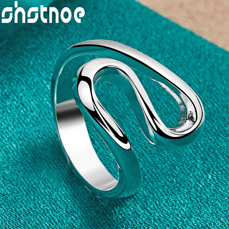 SHSTONE 925 Sterling Silver Simple Abstract Geometric Ring For Women Man Birthday Party Fashion Pretty Charm Fine Jewelry Gift