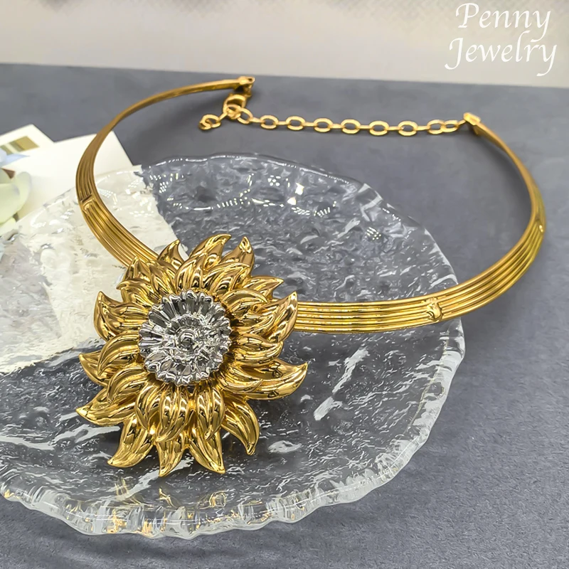 

Luxury Italian 18K Gold Plated Jewelry Set Vintage Choker Necklace Drop Earrings Bracelet Ring African Bridal Wedding Party Gift
