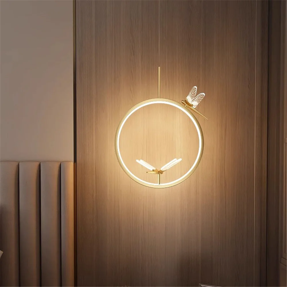 Imagem -03 - Nordic Luxury Circular Dragonfly Pendant Lights Gold Black Led Lamp Fixture Decoração de Mesa de Jantar Acessórios de Cozinha