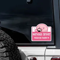 Car Sticker Nervous Driver Funny Sticker Cute Cartoon DIY Vinyl Decal For Bumper Rear Window Door Waterproof Styling Accessories