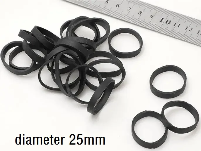 100Pcs 5 Sizes Assorted Black Rubber Bands Elastic Packing Tie For Packaging