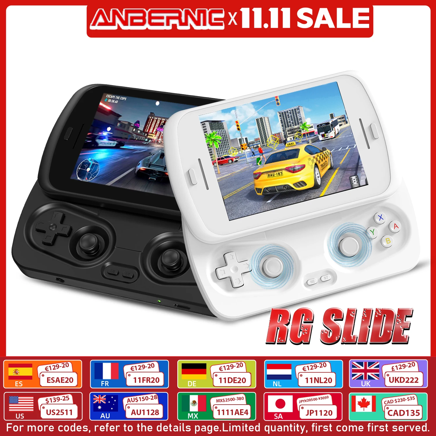 ANBERNIC RG Slide Console di gioco portatile Display in-cellulare LTPS da 4,7 pollici Schermo 1280*960 Lettore per videogiochi retrò Android 13 5000mAh