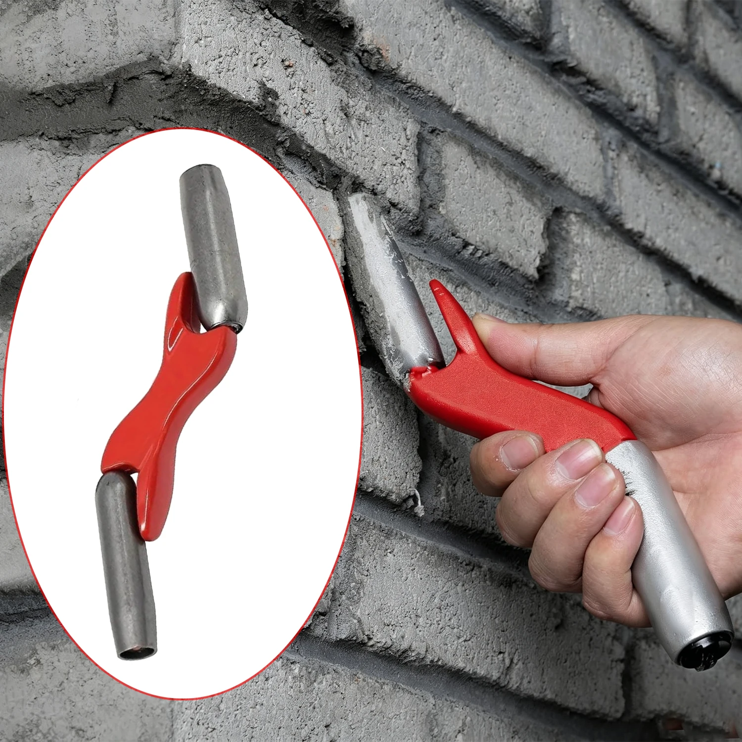 Masonry Brick Jointer Tool Set with 4 Sizes Barrel Jointer(1/2in, 5/8in, 3/4in, 7/8in) Red Metal Wall Beauty Stitcher Hand Tools