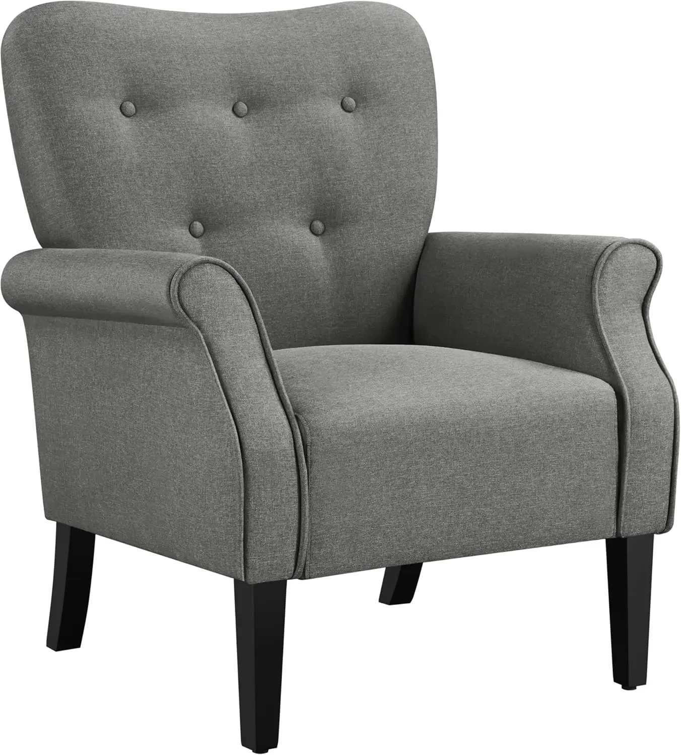 Armchair, Mid Century Accent Chair with Sturdy Wood Legs and High Back for Small Space, Upholstered Fabric Sofa Club Chair for L