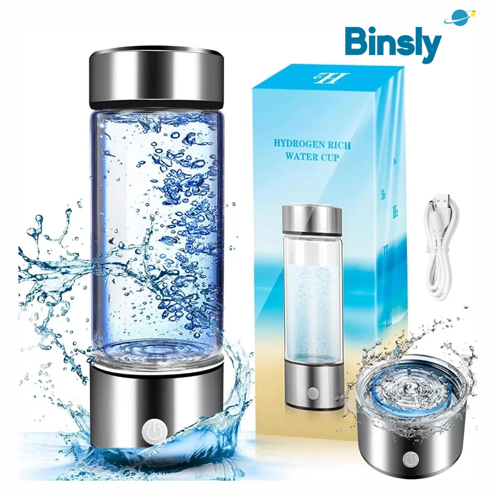 

Hydrogen Water Generator Bottle 400ml Rechargeable Electrolysis Hydrogen-Rich Glass Cup Portable Health Antioxidant Drink Bottle