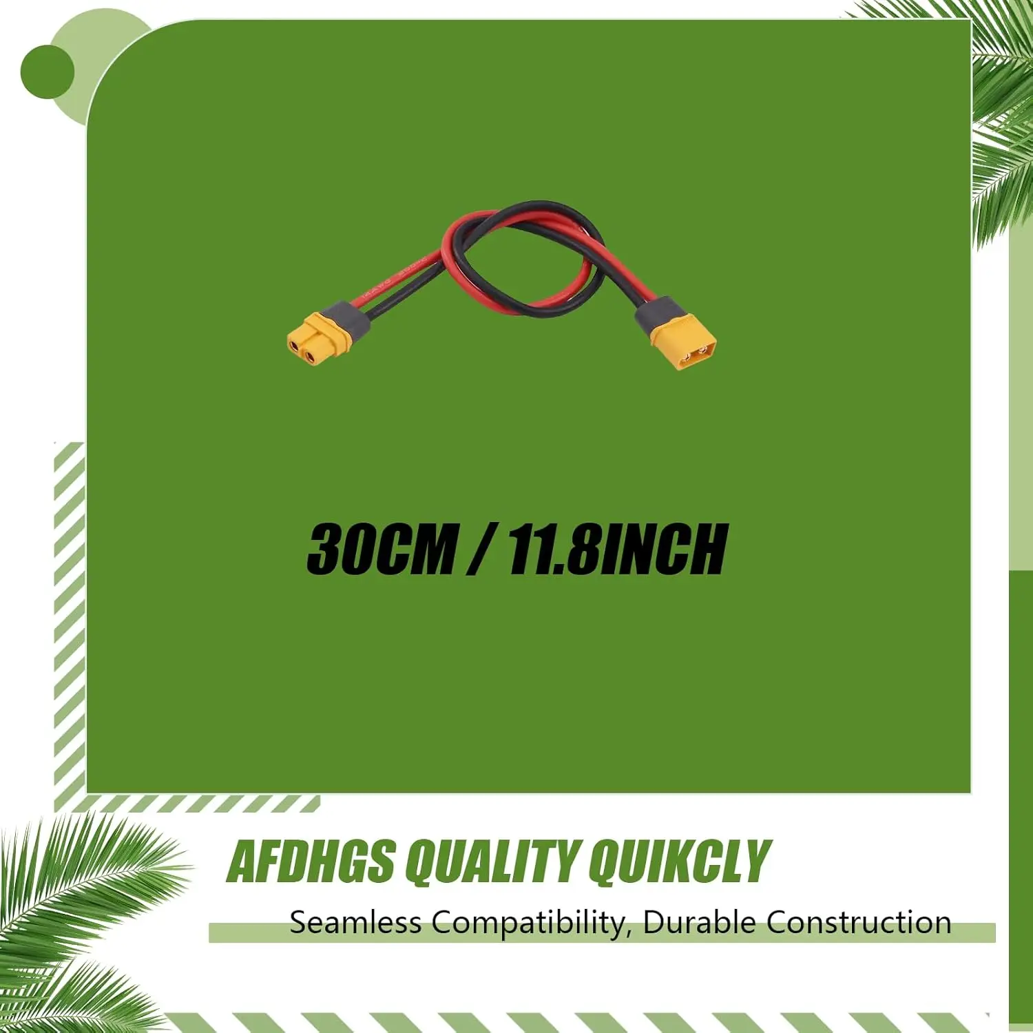 4pcs XT60 M to XT60 F Adapter Extension Cables - 14AWG 30cm for RC Battery and Dual Power Solutions