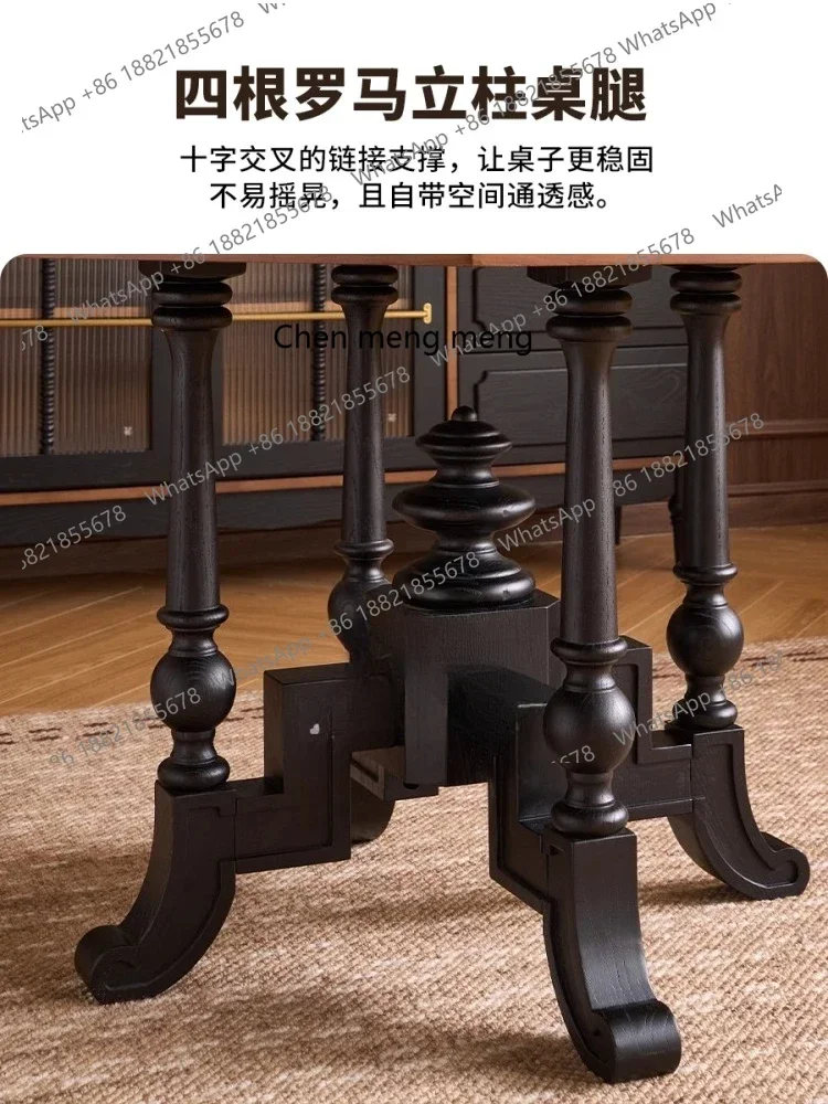 ZJFrench retro solid wood dining table, home small apartment, medieval style creative octagonal table