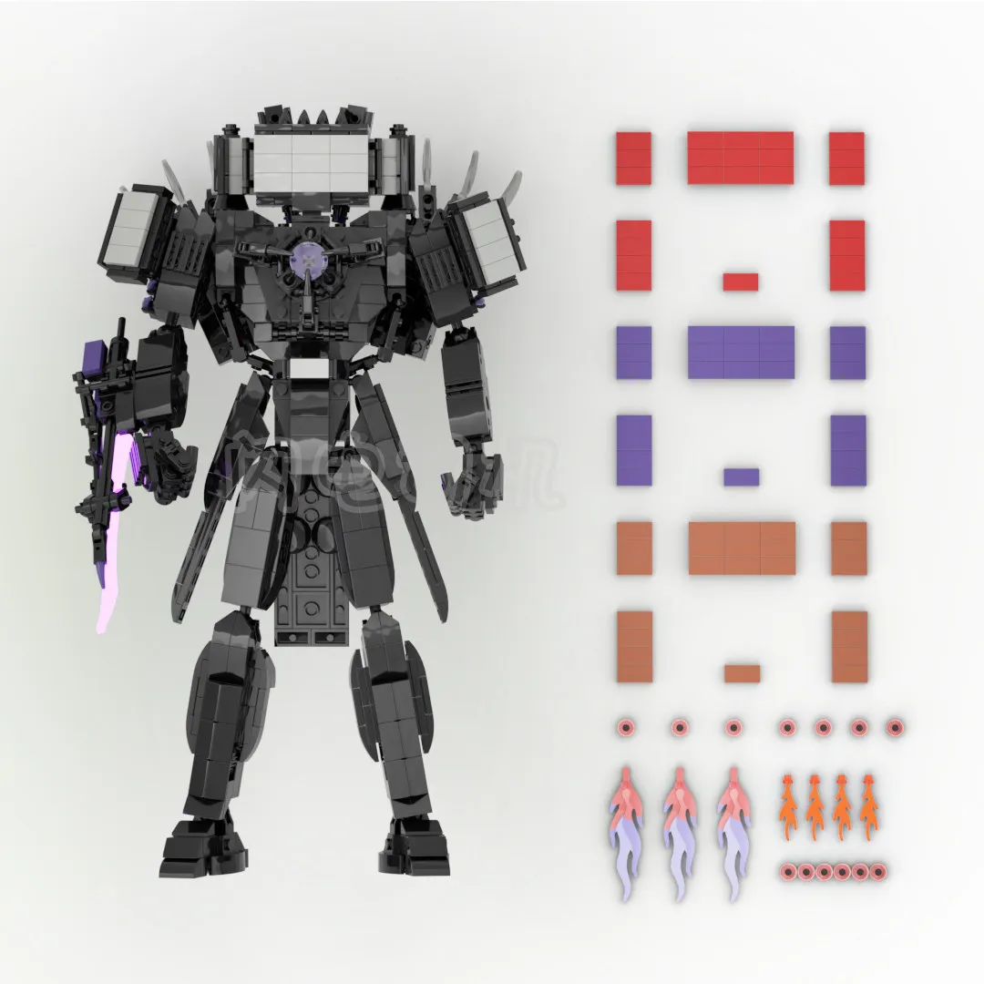 MOC Split‑Style Sci‑Fi Mecha Robot Building Blocks Model DIY Assembled Futuristic Mechanical Desktop Ornament Cool Novelty Gift