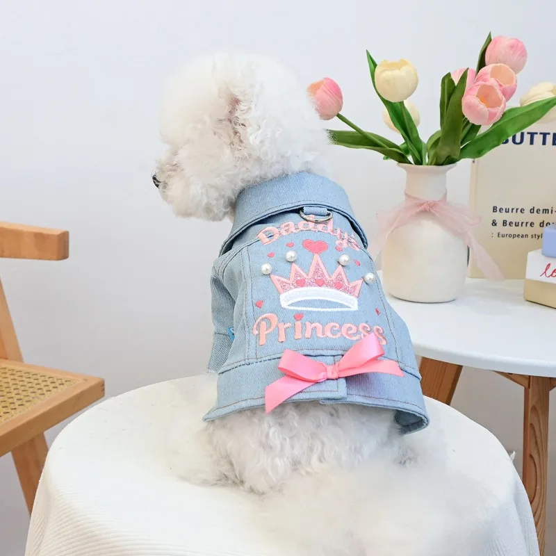 

Winter Pet Princess Jacket Pet Clothes Dog Cat Anti-hair Loss Summer Blue Handsome Towable Pouty Vest Cat Clothing Pet Coat